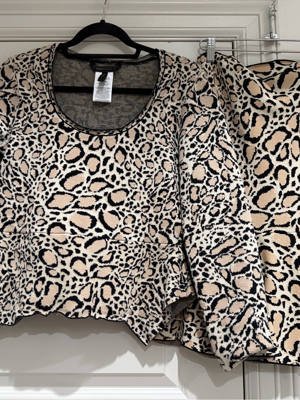 BCBGMaxAzria Leopard Print Top - Beige Black M